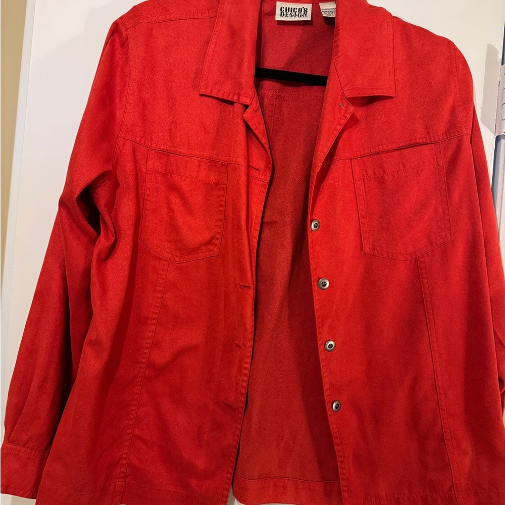Chico's Bright Red Faux Suede Jacket